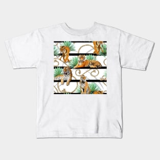 Tigers with ropes and leaves Kids T-Shirt